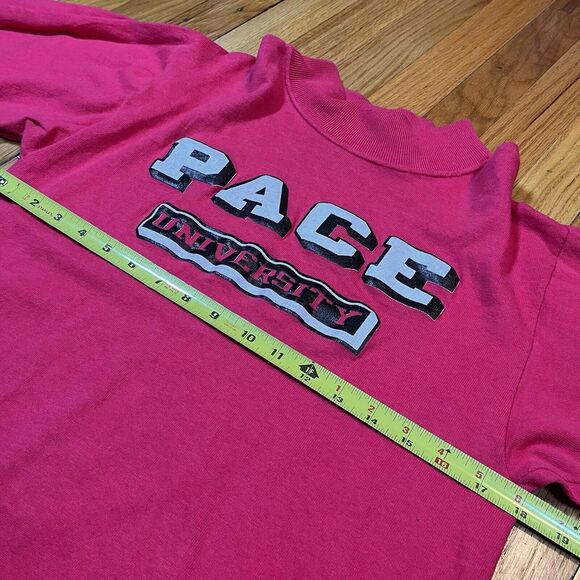 Vintage Pace University Long Sleeve Shirt S Champion USA 90s Airbrush Lopsided - Picture 6 of 9